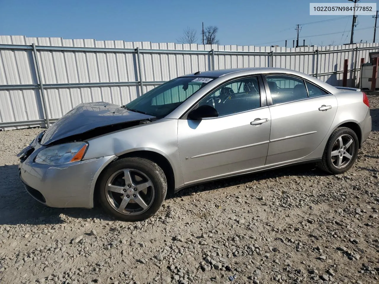 2008 Pontiac G6 Base VIN: 1G2ZG57N984177852 Lot: 75307414