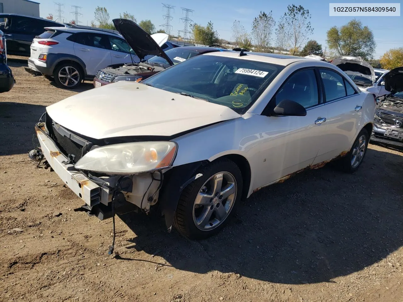 2008 Pontiac G6 Base VIN: 1G2ZG57N584309540 Lot: 75994124