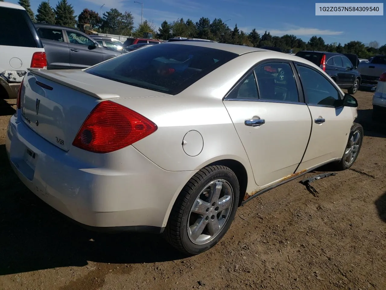 2008 Pontiac G6 Base VIN: 1G2ZG57N584309540 Lot: 75994124