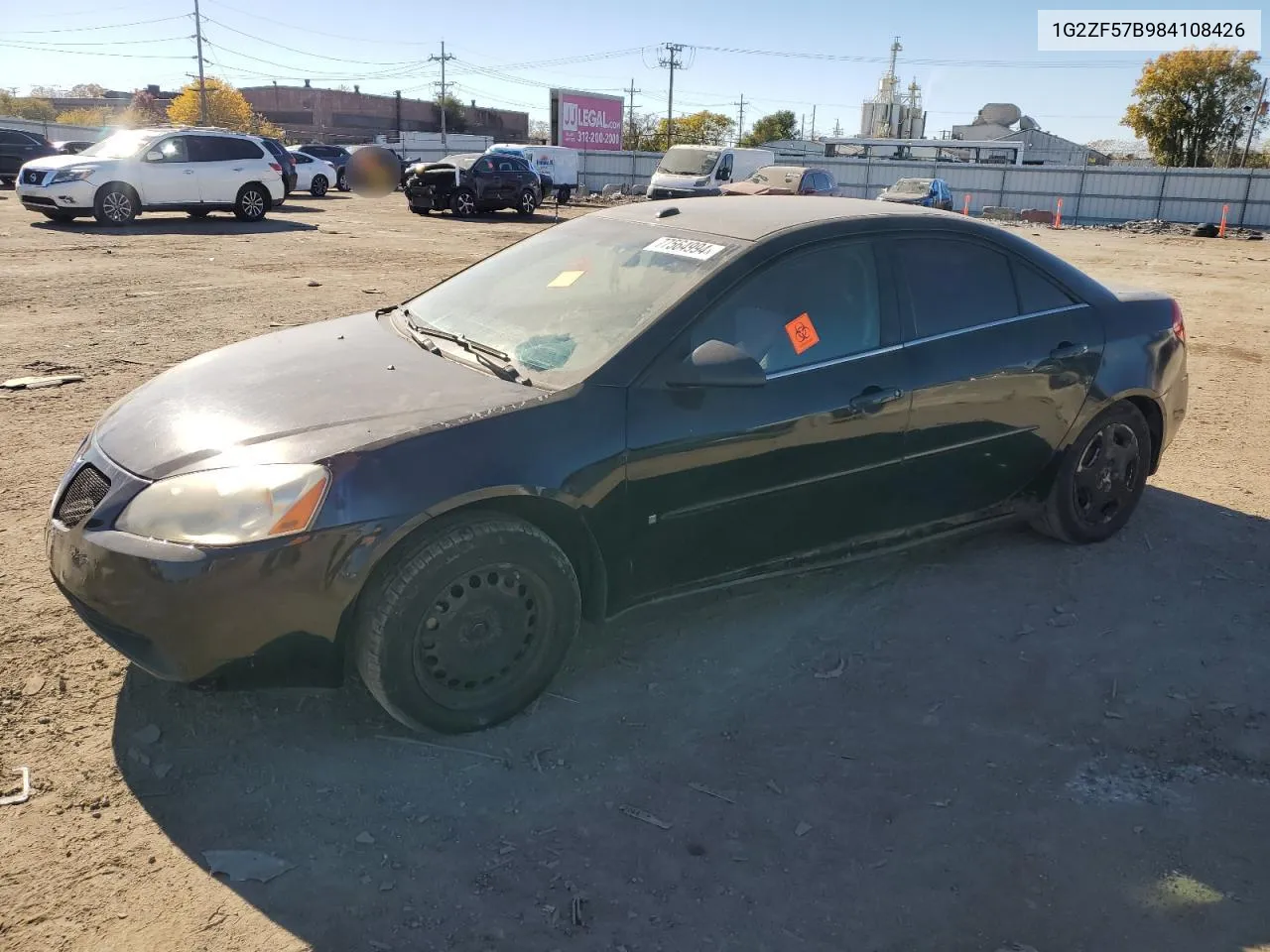 2008 Pontiac G6 Value Leader VIN: 1G2ZF57B984108426 Lot: 77564994