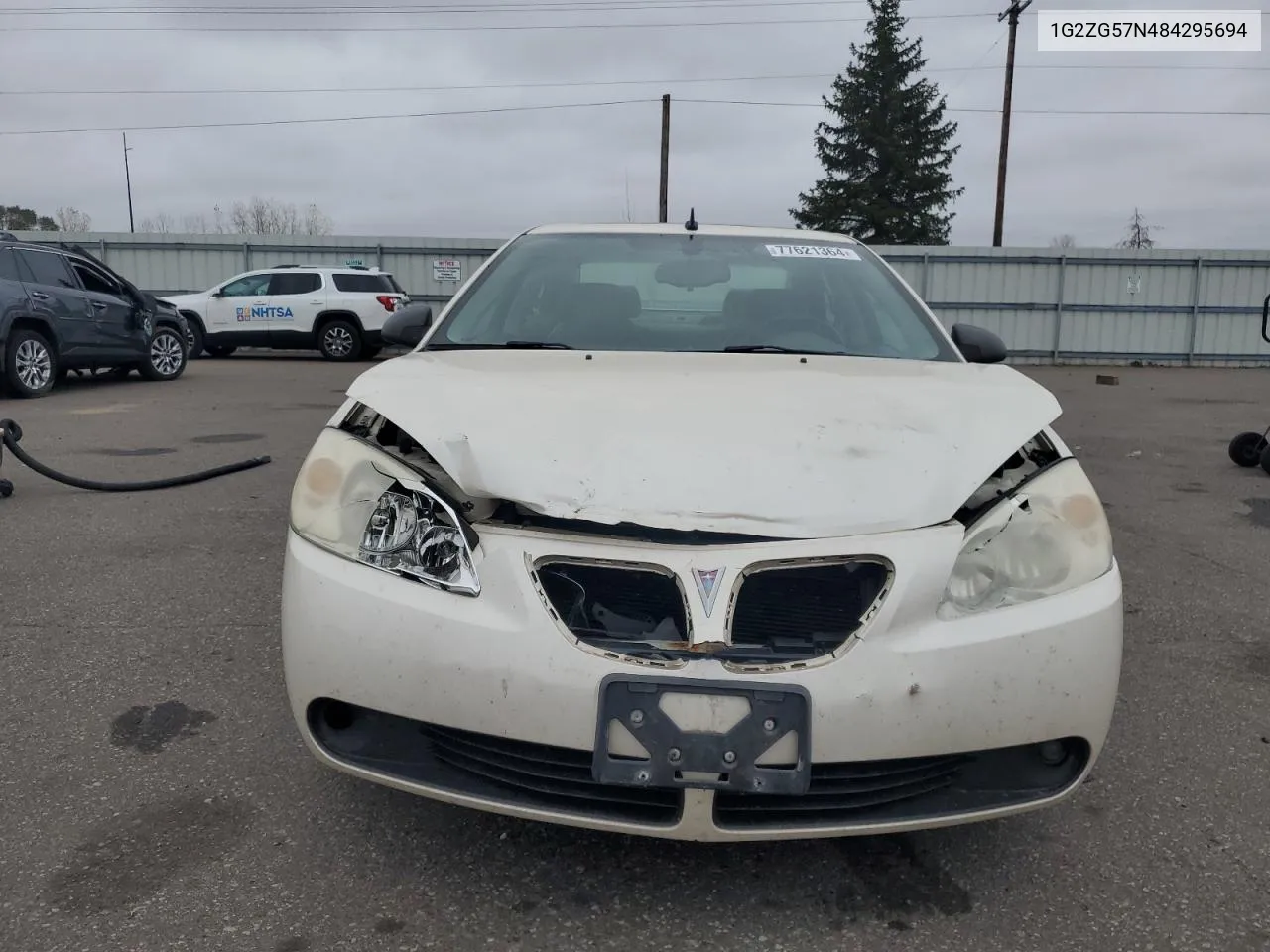 2008 Pontiac G6 Base VIN: 1G2ZG57N484295694 Lot: 77621364