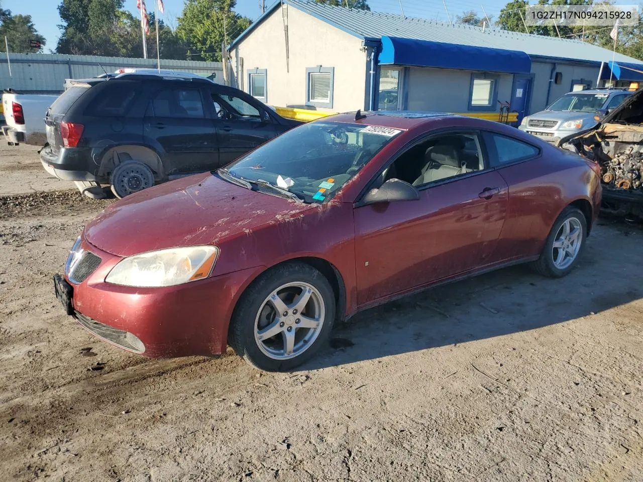 2009 Pontiac G6 Gt VIN: 1G2ZH17N094215928 Lot: 72920424