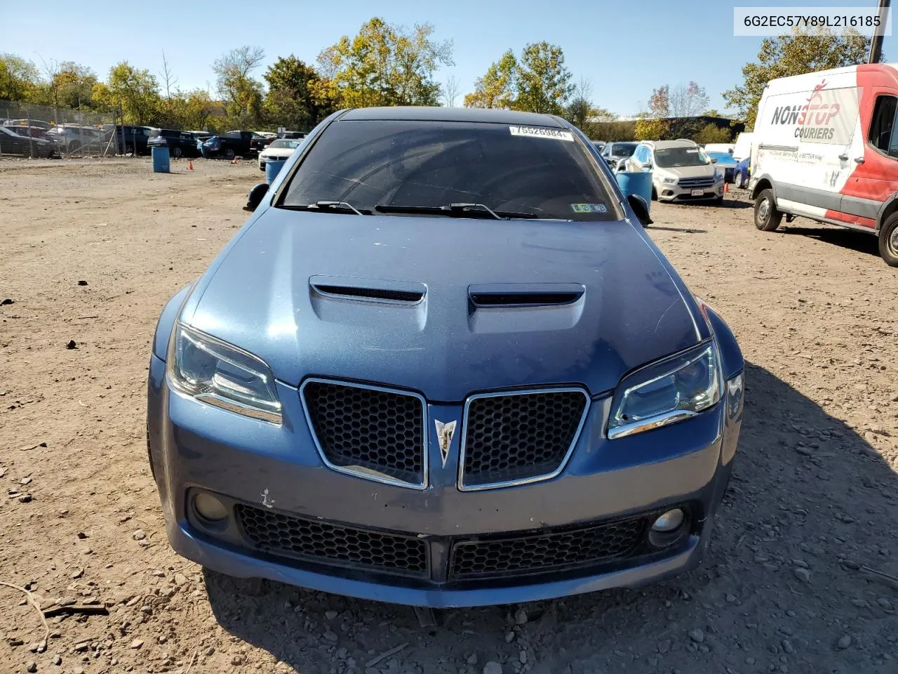 2009 Pontiac G8 Gt VIN: 6G2EC57Y89L216185 Lot: 75526984