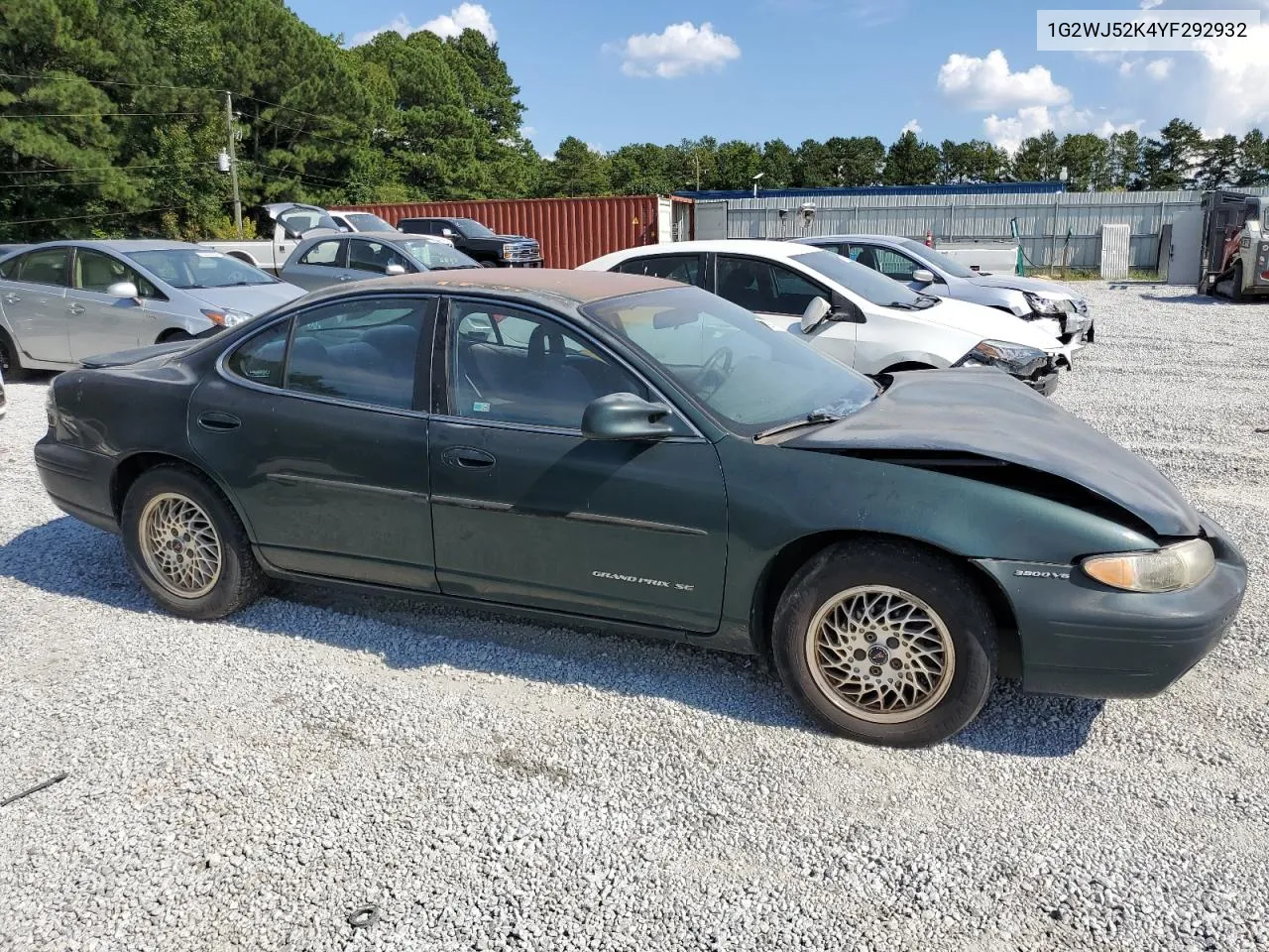 2000 Pontiac Grand Prix Se VIN: 1G2WJ52K4YF292932 Lot: 69495624