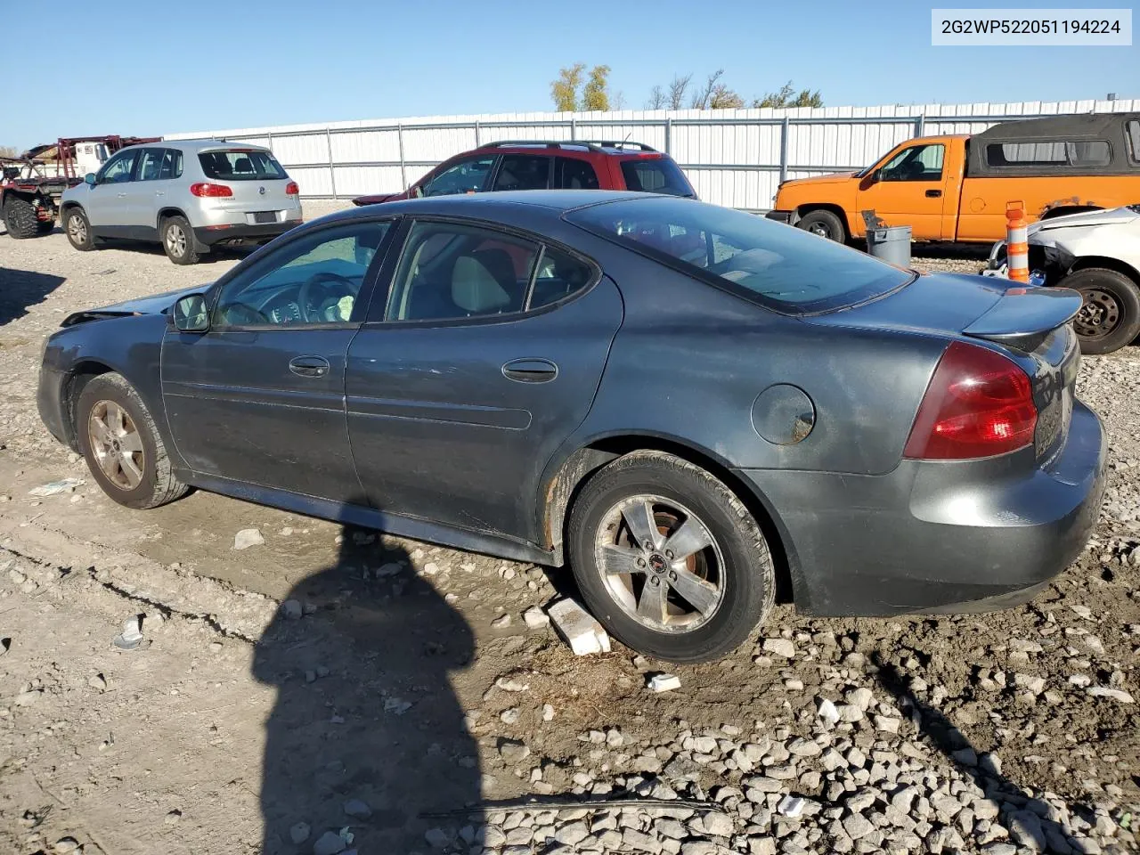 2005 Pontiac Grand Prix VIN: 2G2WP522051194224 Lot: 76539784