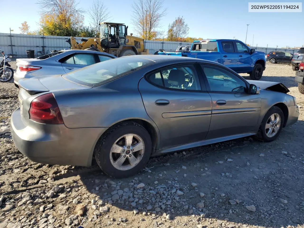 2005 Pontiac Grand Prix VIN: 2G2WP522051194224 Lot: 76539784