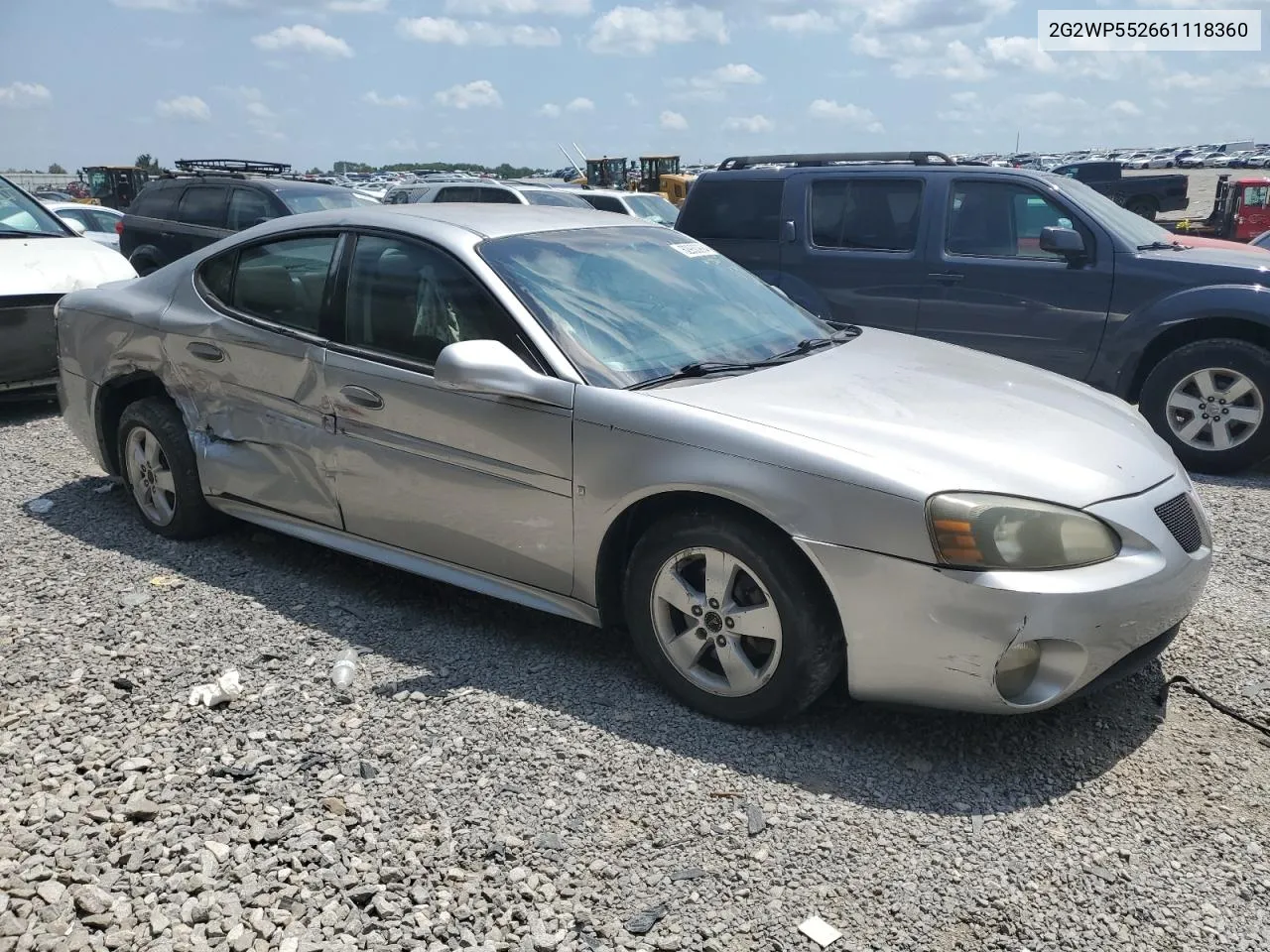 2006 Pontiac Grand Prix VIN: 2G2WP552661118360 Lot: 62930994