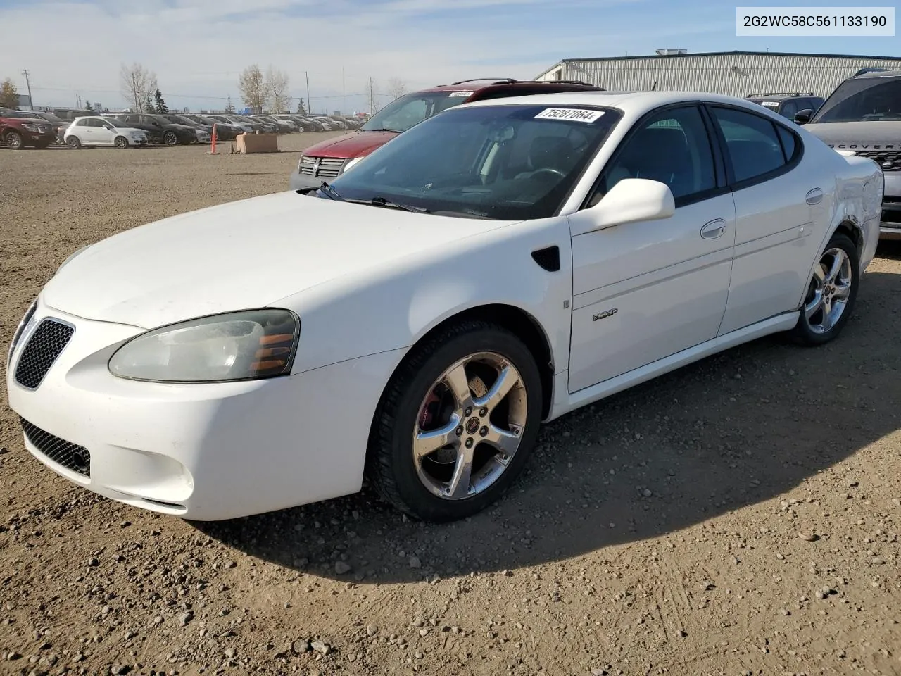 2006 Pontiac Grand Prix Gxp VIN: 2G2WC58C561133190 Lot: 75287064