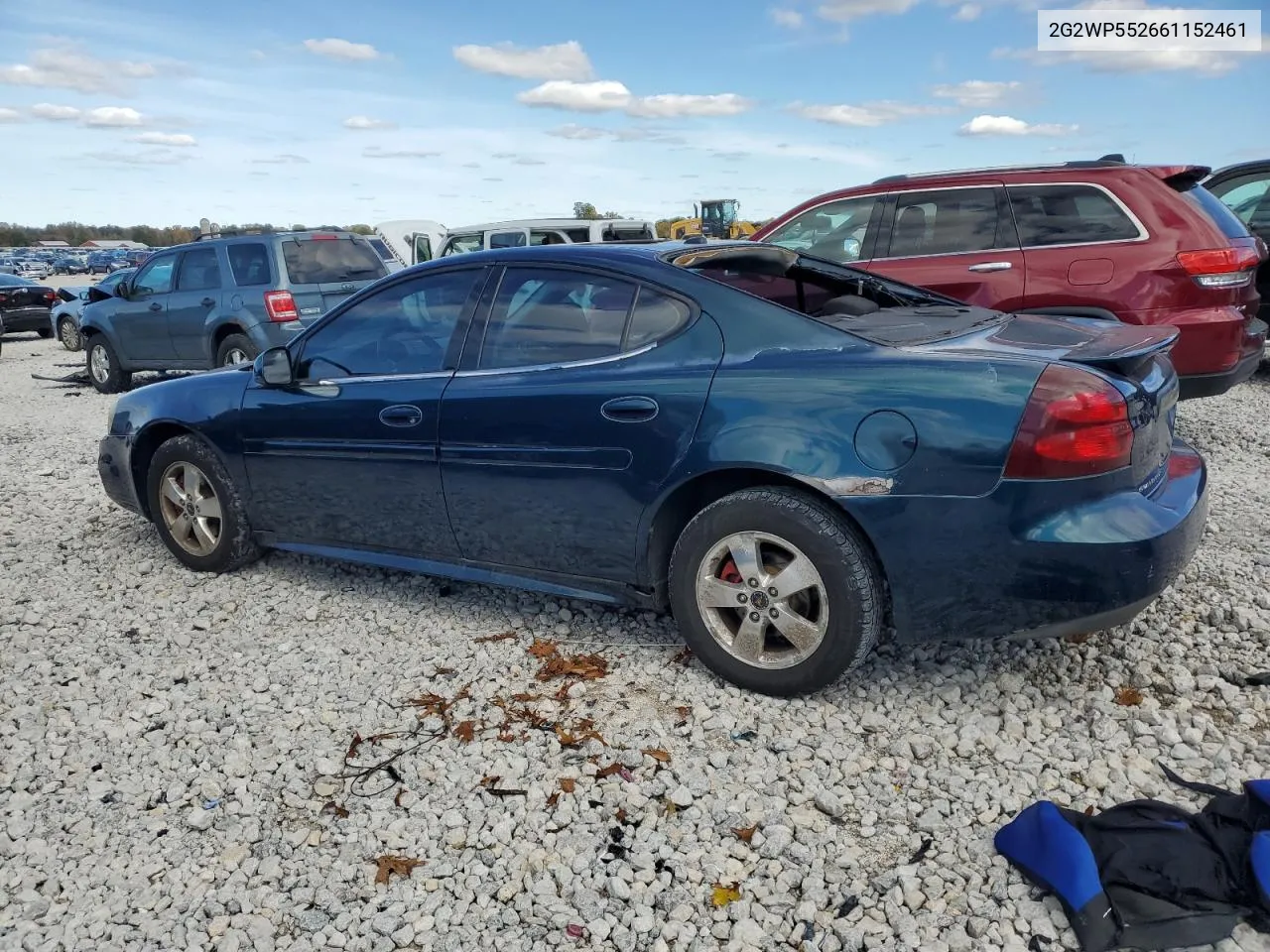 2006 Pontiac Grand Prix VIN: 2G2WP552661152461 Lot: 76341724