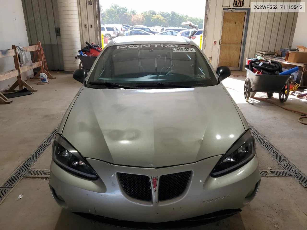 2007 Pontiac Grand Prix VIN: 2G2WP552171115545 Lot: 74594374