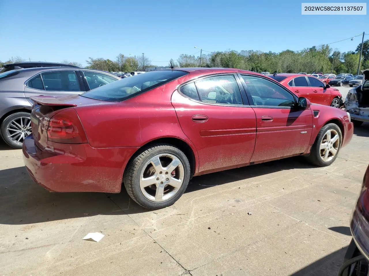 2008 Pontiac Grand Prix Gxp VIN: 2G2WC58C281137507 Lot: 73083254