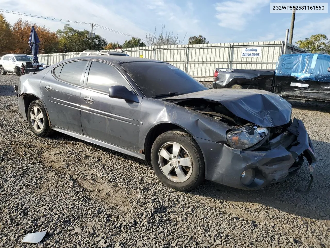 2008 Pontiac Grand Prix VIN: 2G2WP552581161560 Lot: 75703674