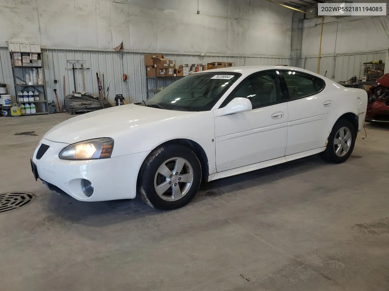 2008 Pontiac Grand Prix VIN: 2G2WP552181194085 Lot: 76238664