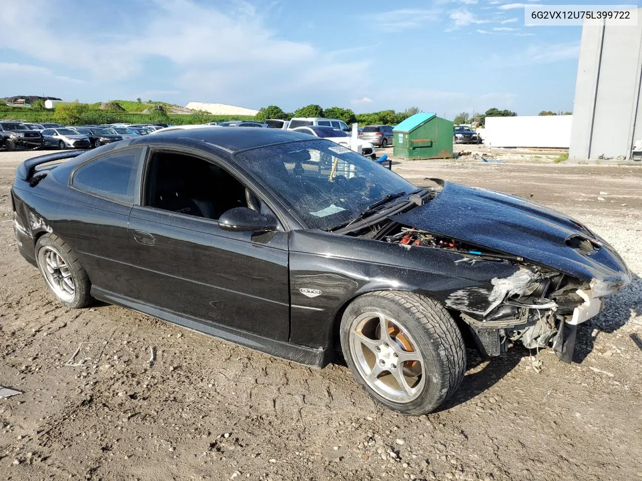 2005 Pontiac Gto VIN: 6G2VX12U75L399722 Lot: 72098764