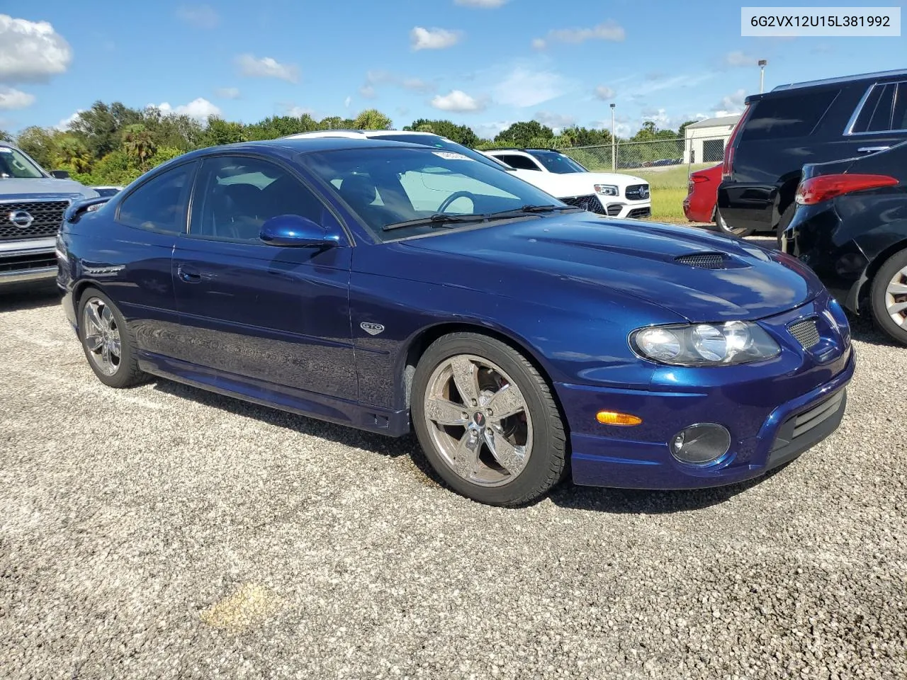 2005 Pontiac Gto VIN: 6G2VX12U15L381992 Lot: 74657644