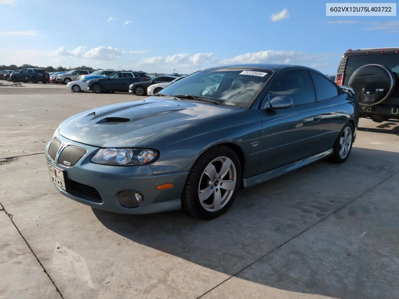 2005 Pontiac Gto VIN: 6G2VX12U75L403722 Lot: 75120934