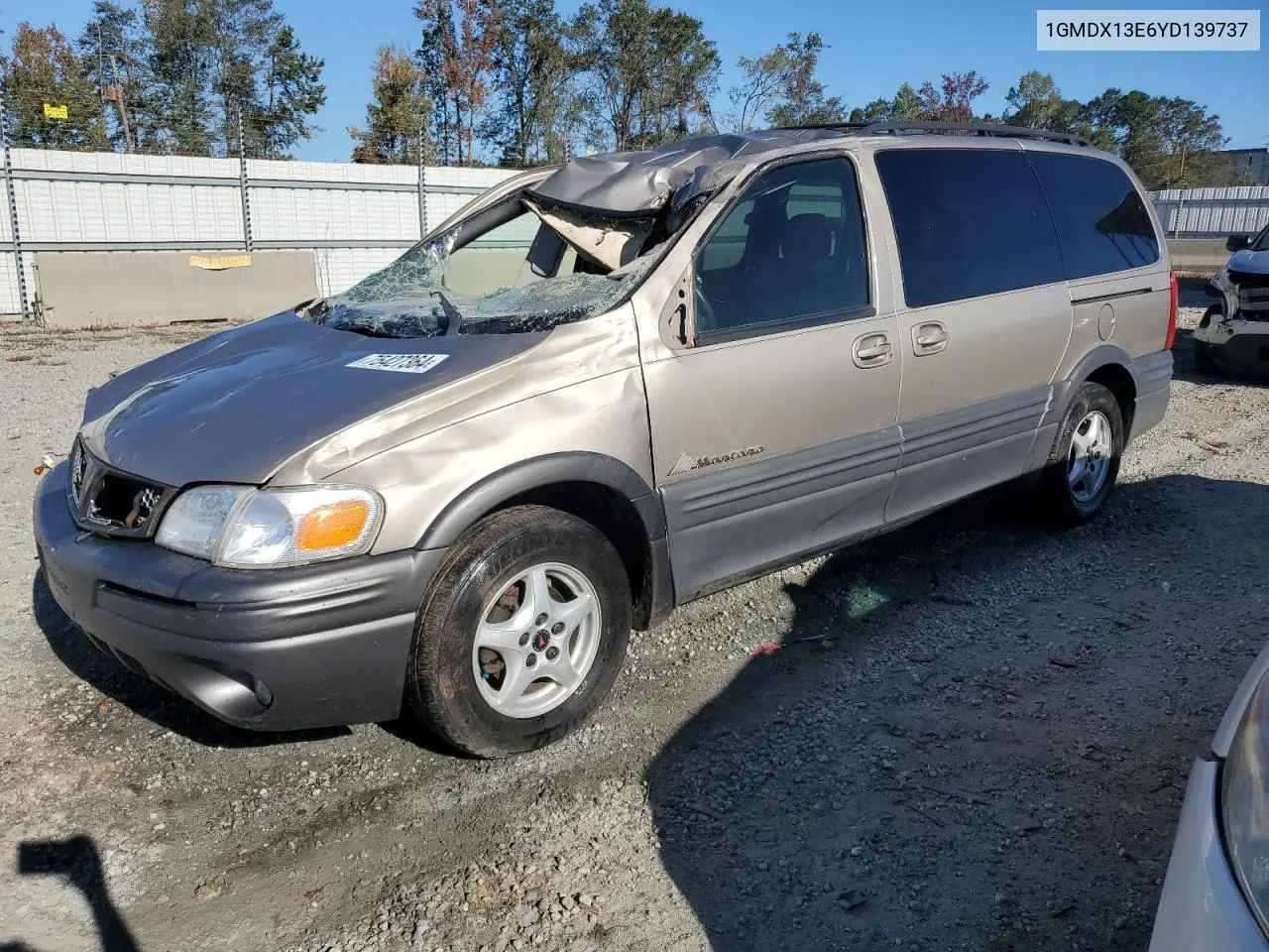 2000 Pontiac Montana Luxury VIN: 1GMDX13E6YD139737 Lot: 75427364