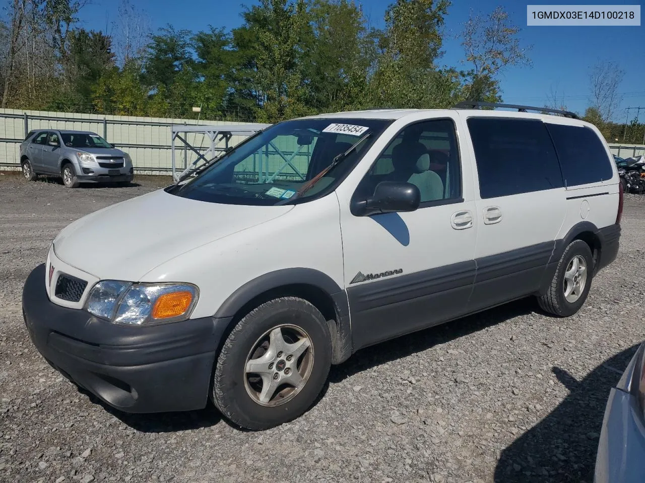 2004 Pontiac Montana VIN: 1GMDX03E14D100218 Lot: 71035454