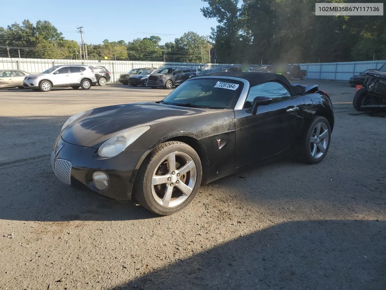 2007 Pontiac Solstice VIN: 1G2MB35B67Y117136 Lot: 73397564