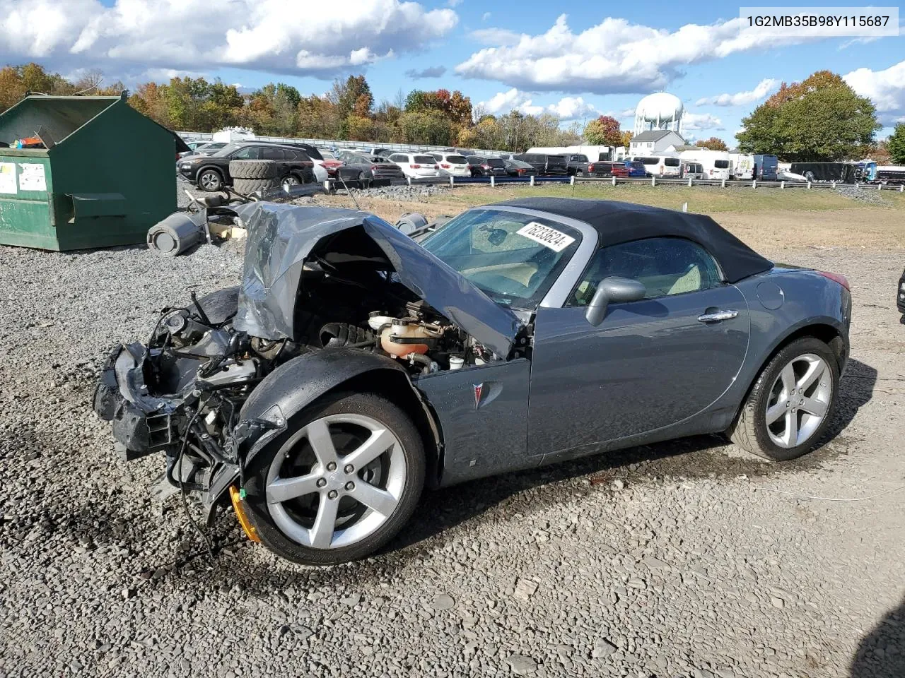 2008 Pontiac Solstice VIN: 1G2MB35B98Y115687 Lot: 76233624