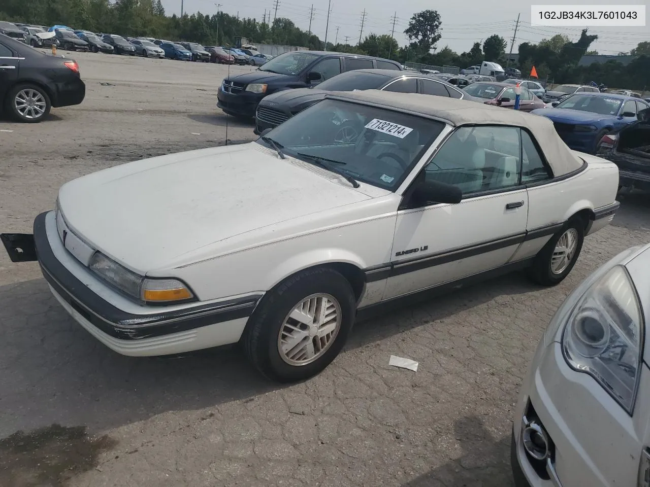 1990 Pontiac Sunbird Le VIN: 1G2JB34K3L7601043 Lot: 71321214