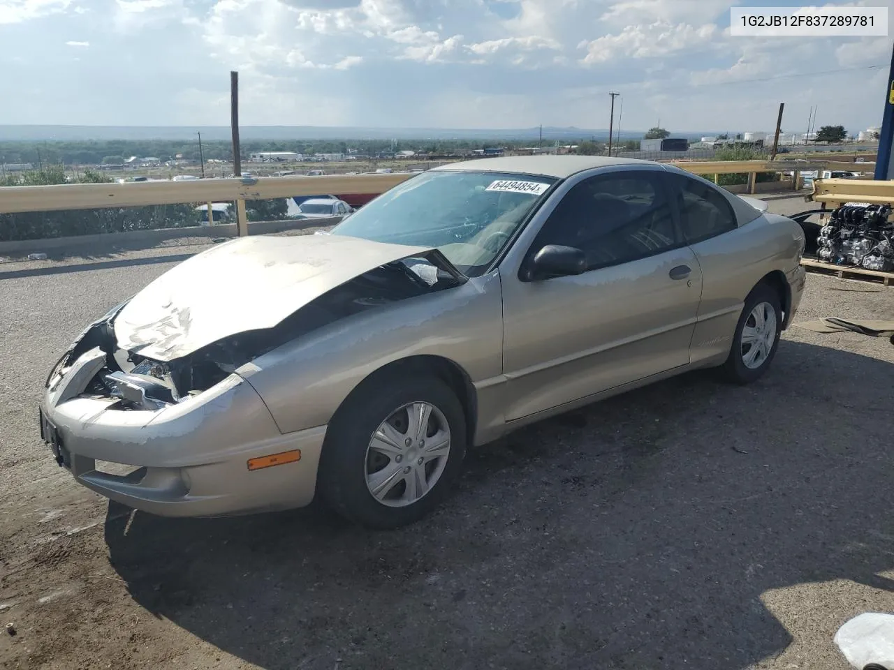 2003 Pontiac Sunfire VIN: 1G2JB12F837289781 Lot: 64494854