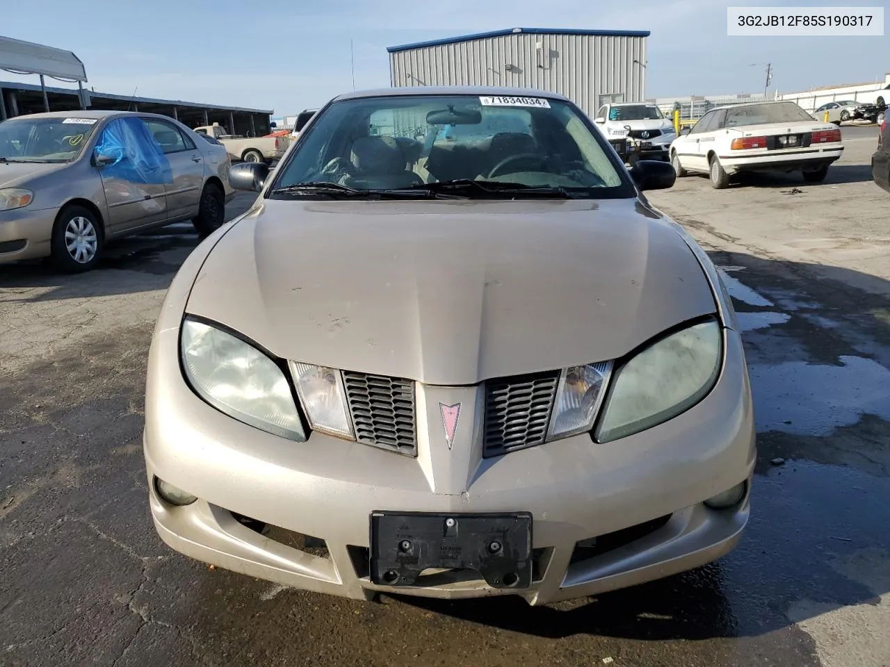 2005 Pontiac Sunfire VIN: 3G2JB12F85S190317 Lot: 71834034