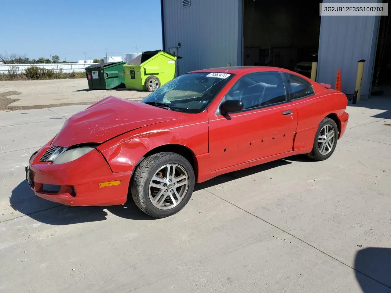 2005 Pontiac Sunfire VIN: 3G2JB12F35S100703 Lot: 74362474