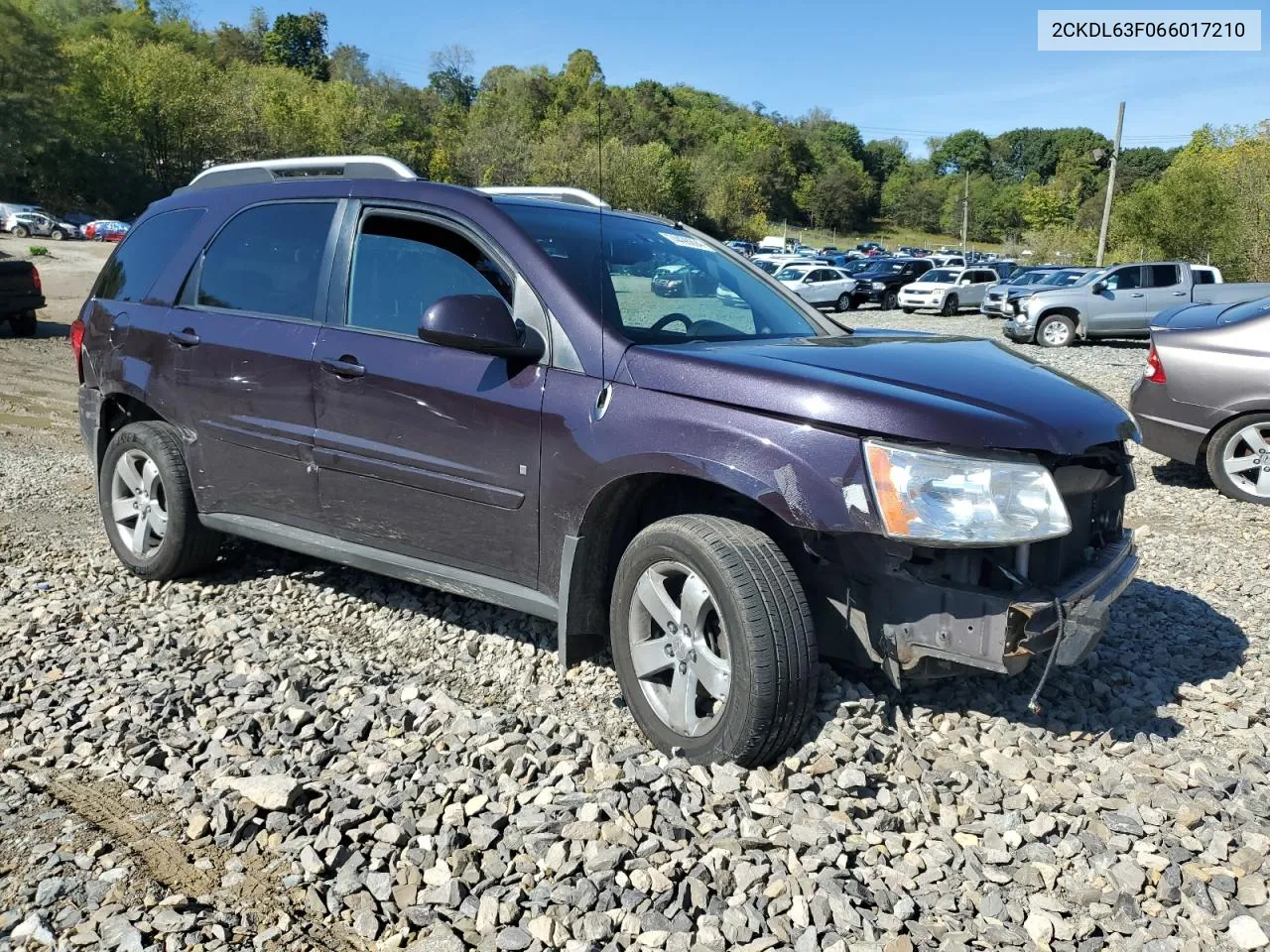 2006 Pontiac Torrent VIN: 2CKDL63F066017210 Lot: 74498694