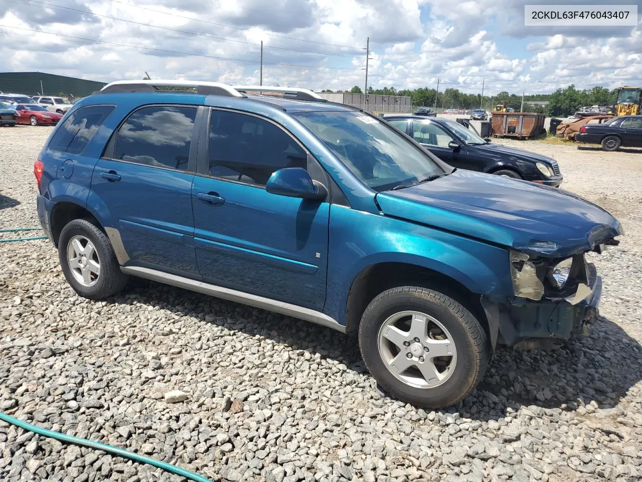 2007 Pontiac Torrent VIN: 2CKDL63F476043407 Lot: 68824634