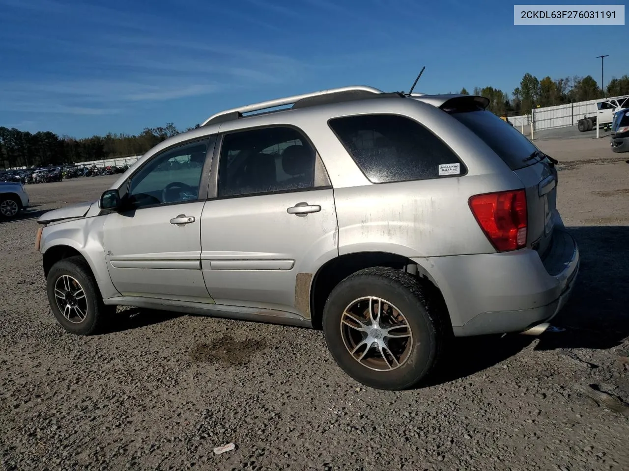 2007 Pontiac Torrent VIN: 2CKDL63F276031191 Lot: 80009694