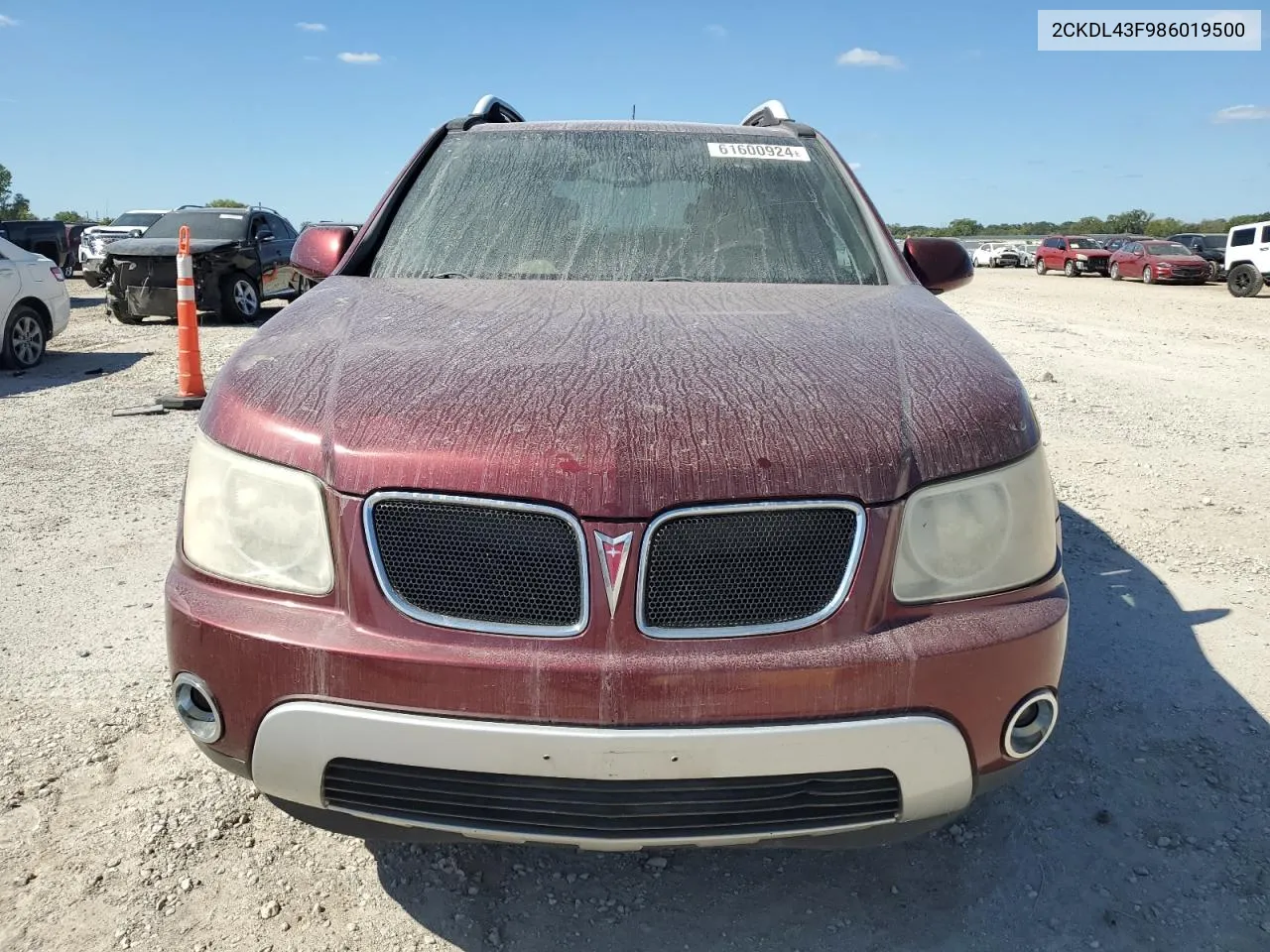 2008 Pontiac Torrent VIN: 2CKDL43F986019500 Lot: 61600924