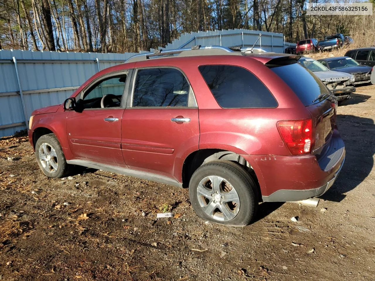 2008 Pontiac Torrent VIN: 2CKDL43F586325156 Lot: 80376354