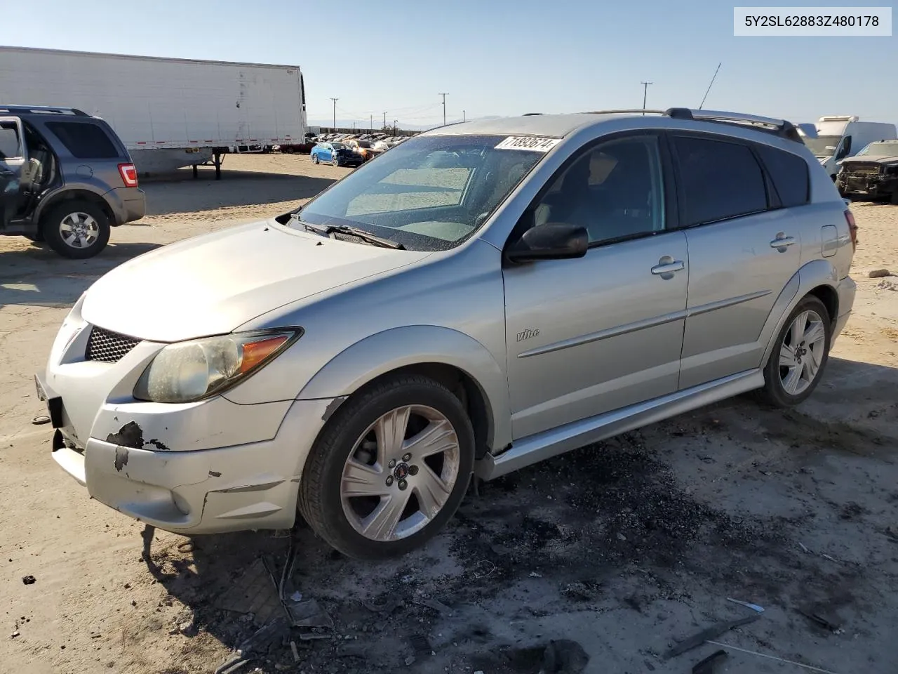 2003 Pontiac Vibe VIN: 5Y2SL62883Z480178 Lot: 71893674