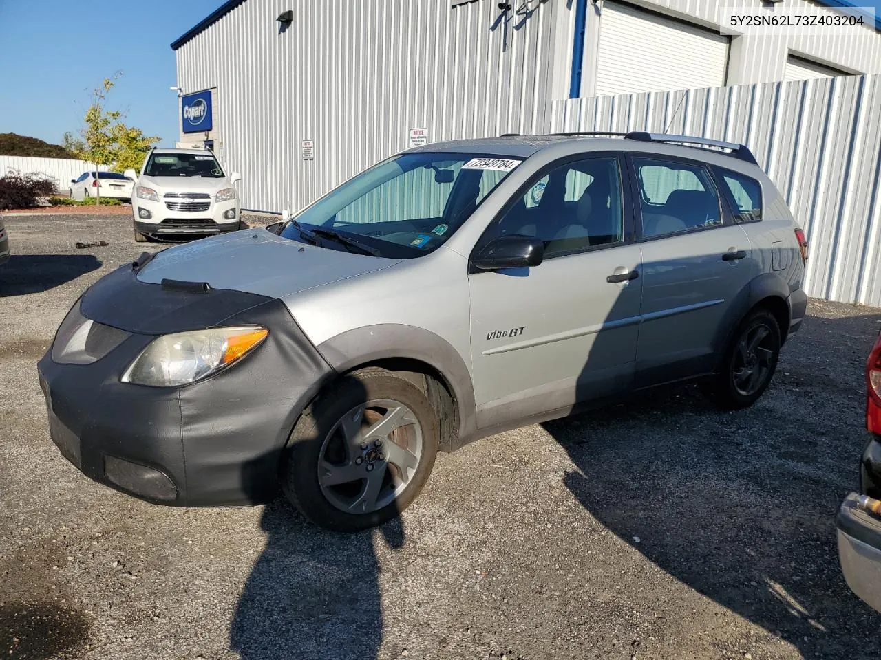 2003 Pontiac Vibe Gt VIN: 5Y2SN62L73Z403204 Lot: 72349784