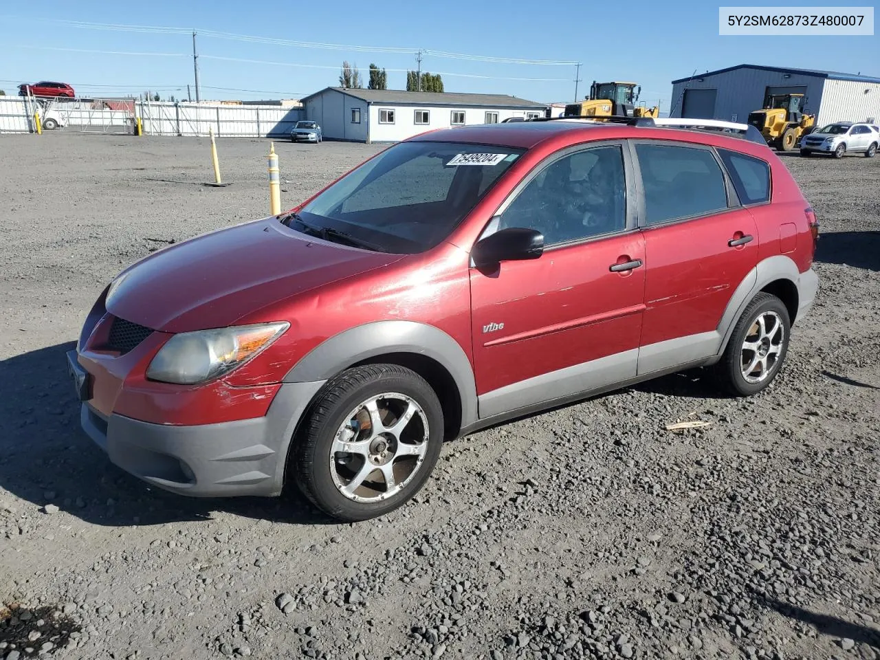 2003 Pontiac Vibe VIN: 5Y2SM62873Z480007 Lot: 75499204