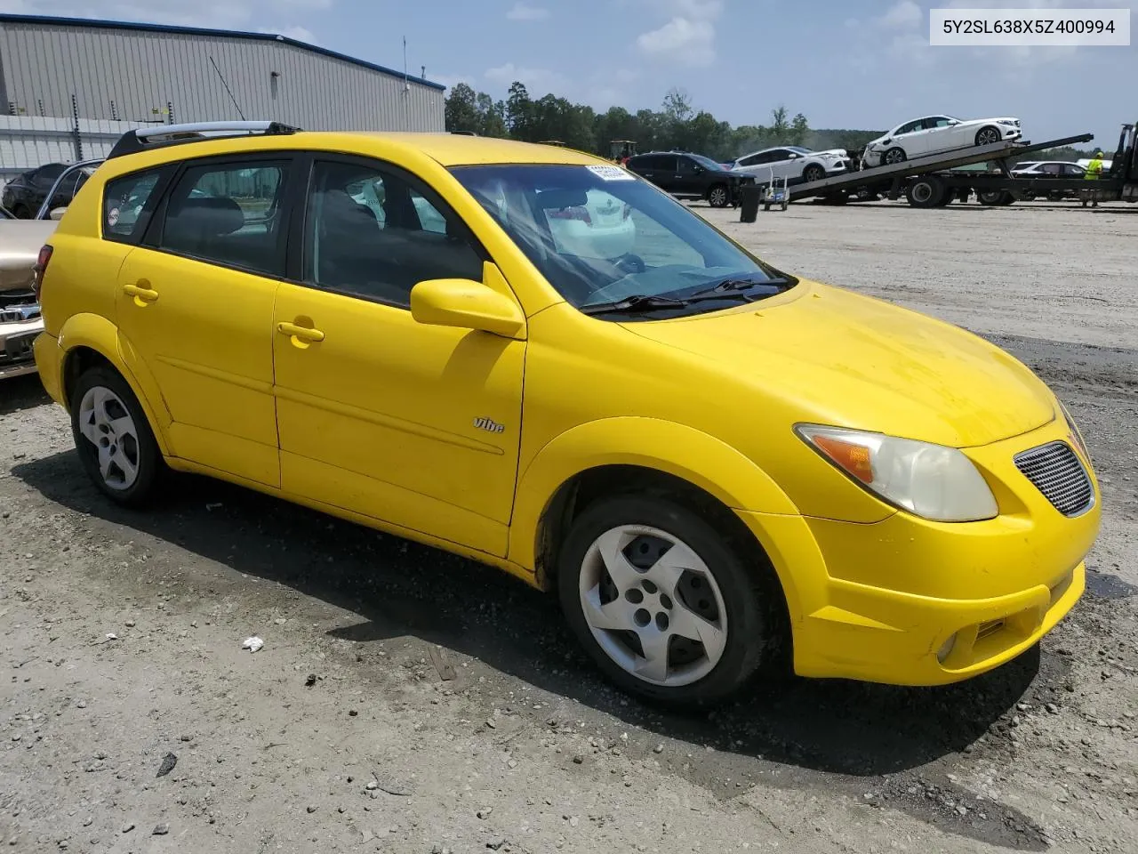 2005 Pontiac Vibe VIN: 5Y2SL638X5Z400994 Lot: 65955044