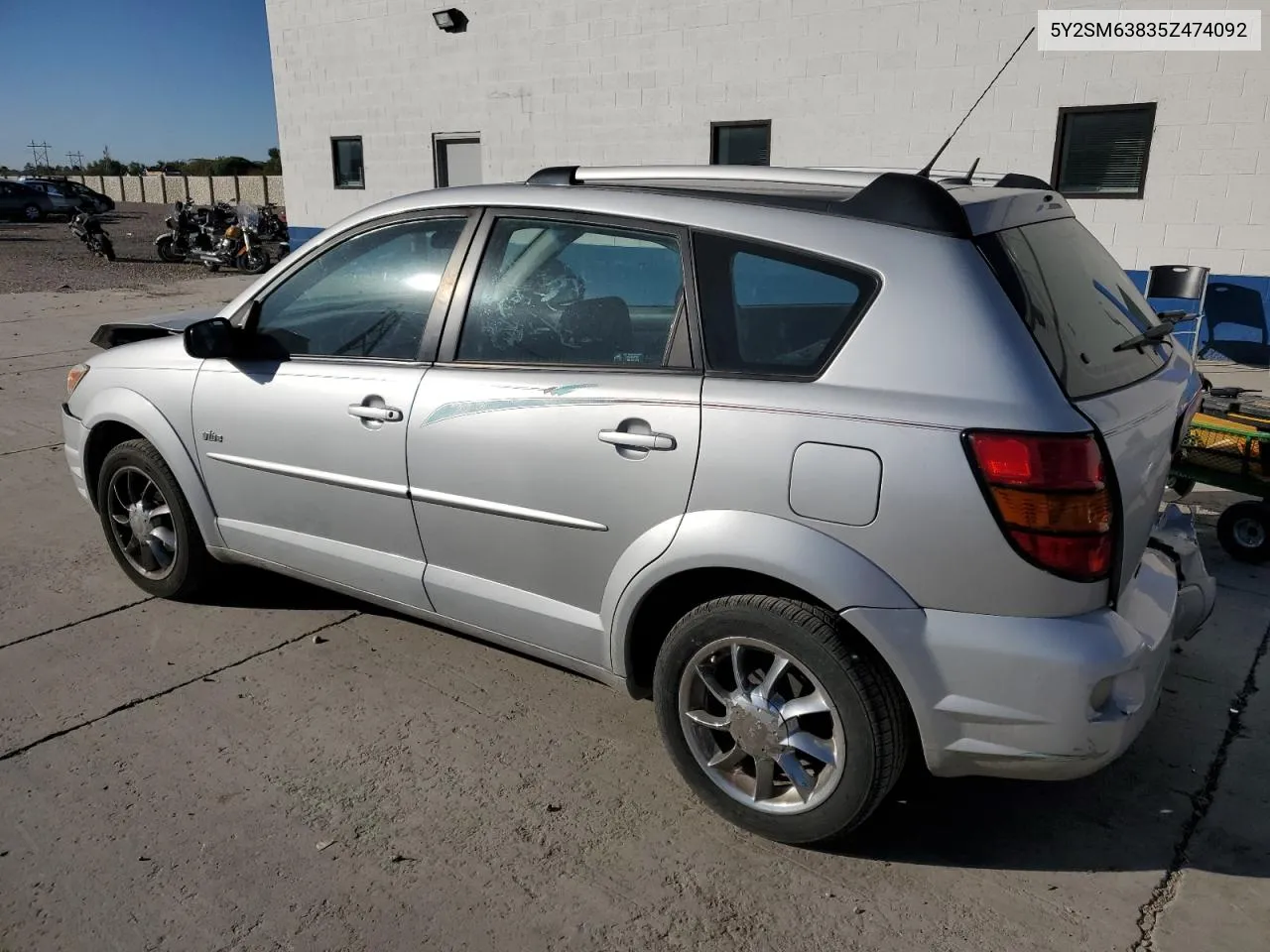 2005 Pontiac Vibe VIN: 5Y2SM63835Z474092 Lot: 72149704