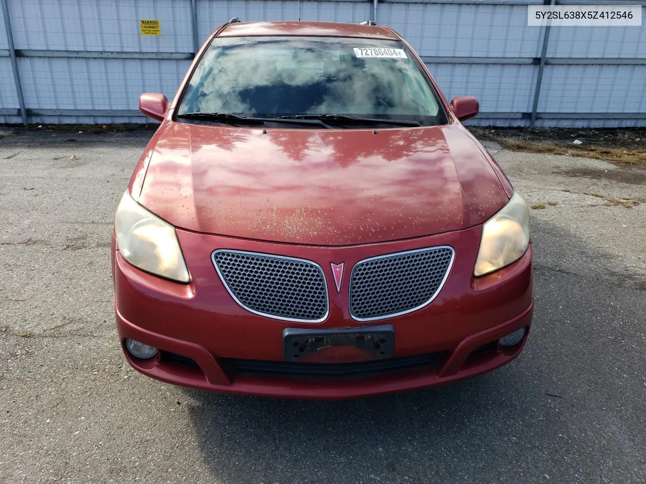 2005 Pontiac Vibe VIN: 5Y2SL638X5Z412546 Lot: 72786404