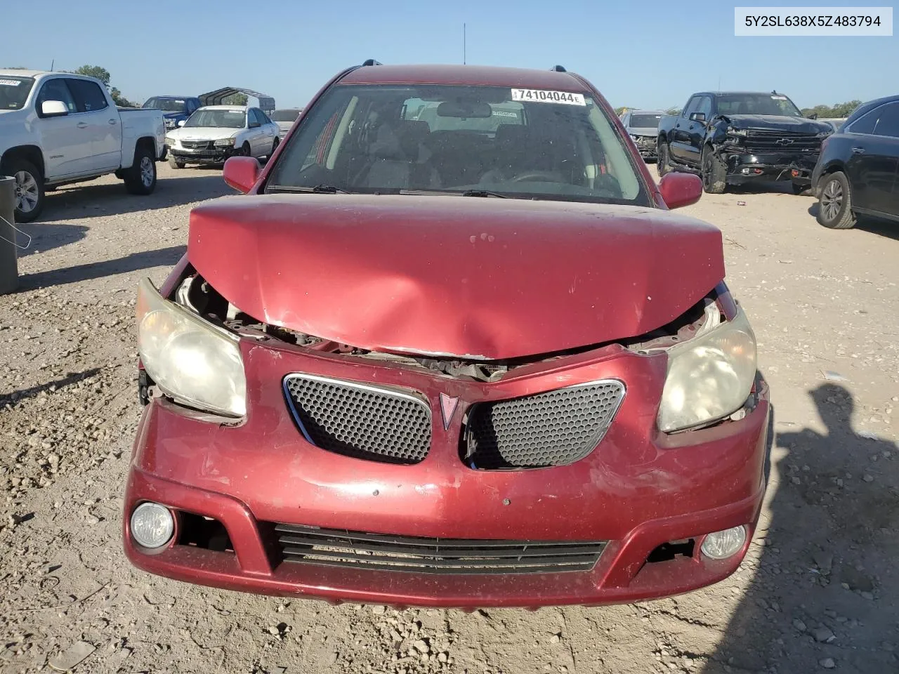 2005 Pontiac Vibe VIN: 5Y2SL638X5Z483794 Lot: 74104044