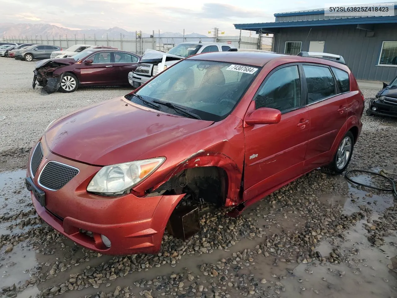 2005 Pontiac Vibe VIN: 5Y2SL63825Z418423 Lot: 74307684