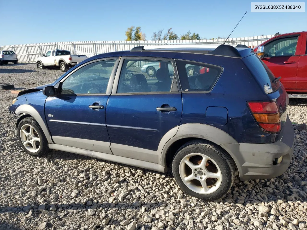 2005 Pontiac Vibe VIN: 5Y2SL638X5Z438340 Lot: 75107654