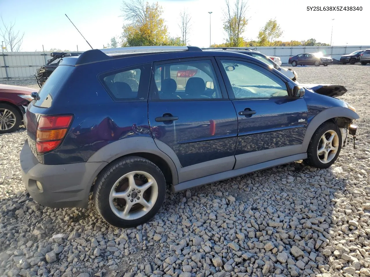 2005 Pontiac Vibe VIN: 5Y2SL638X5Z438340 Lot: 75107654