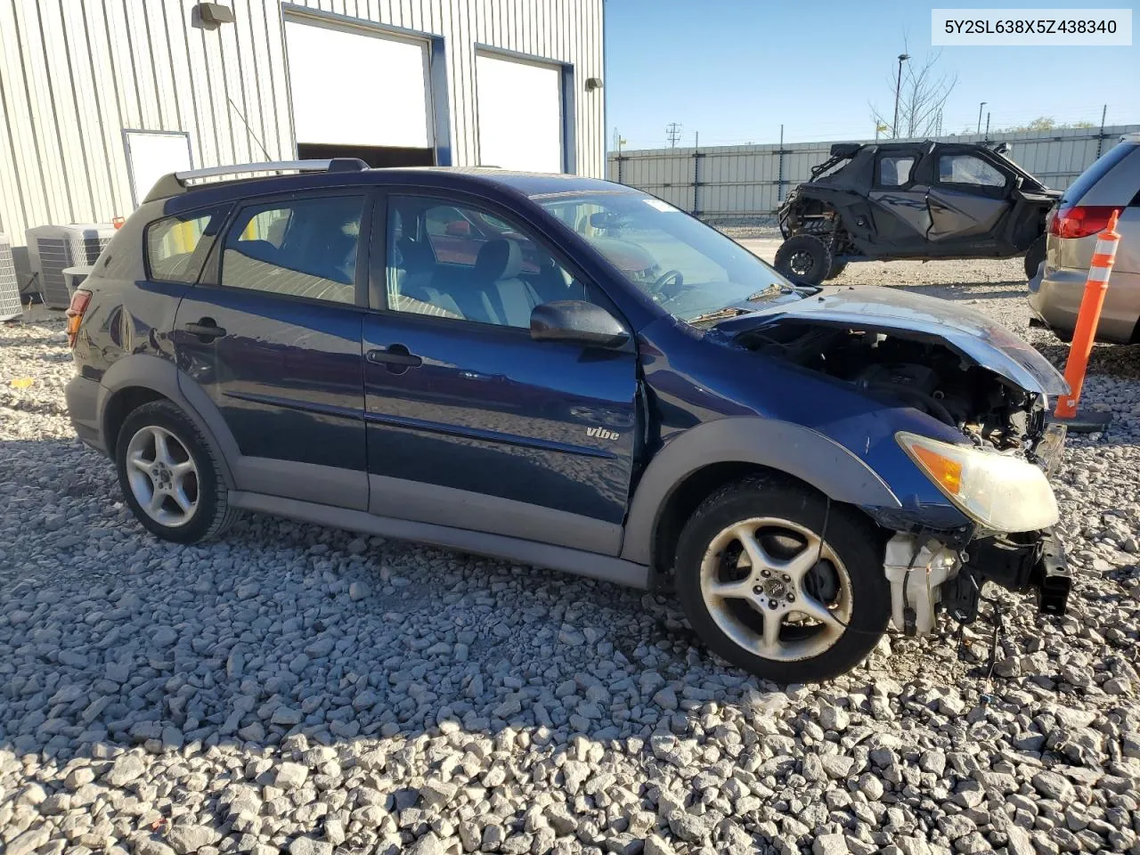 2005 Pontiac Vibe VIN: 5Y2SL638X5Z438340 Lot: 75107654