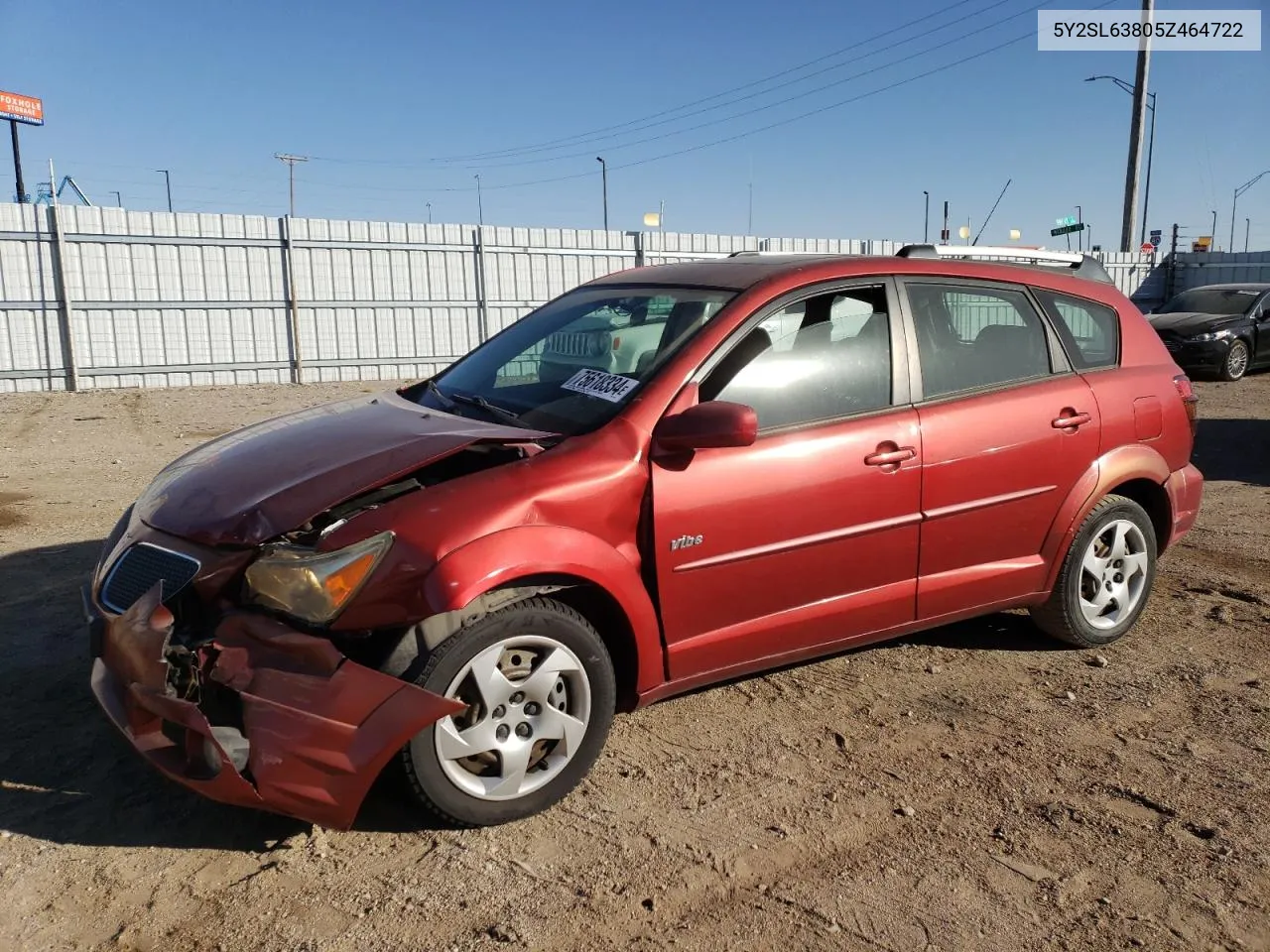 2005 Pontiac Vibe VIN: 5Y2SL63805Z464722 Lot: 75618334