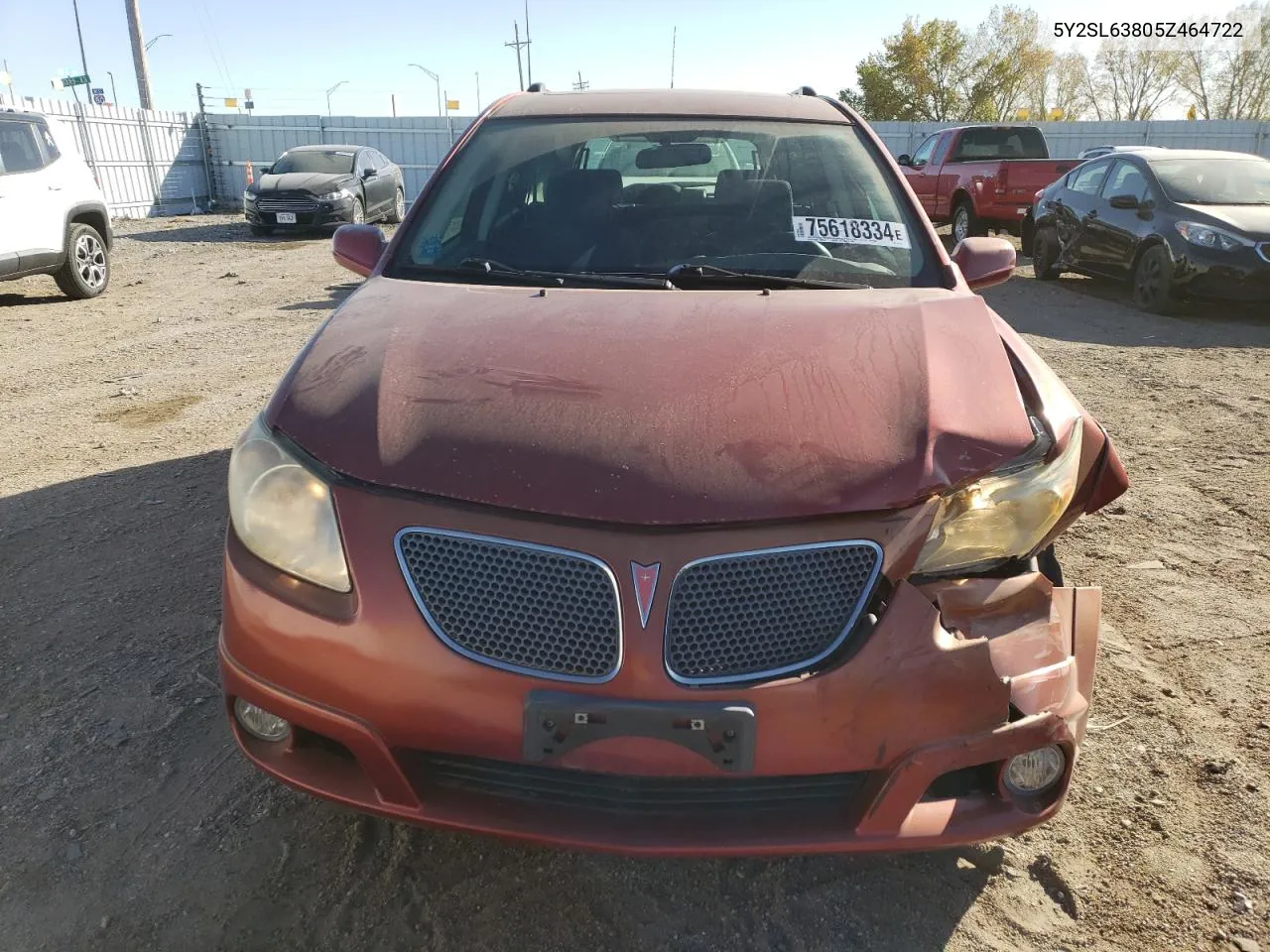 2005 Pontiac Vibe VIN: 5Y2SL63805Z464722 Lot: 75618334