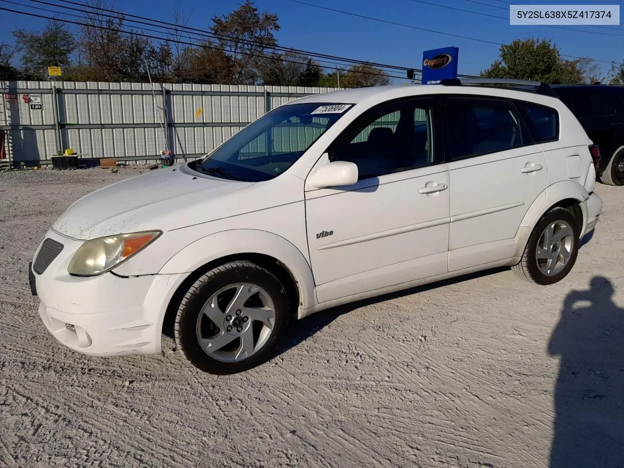 2005 Pontiac Vibe VIN: 5Y2SL638X5Z417374 Lot: 77536904