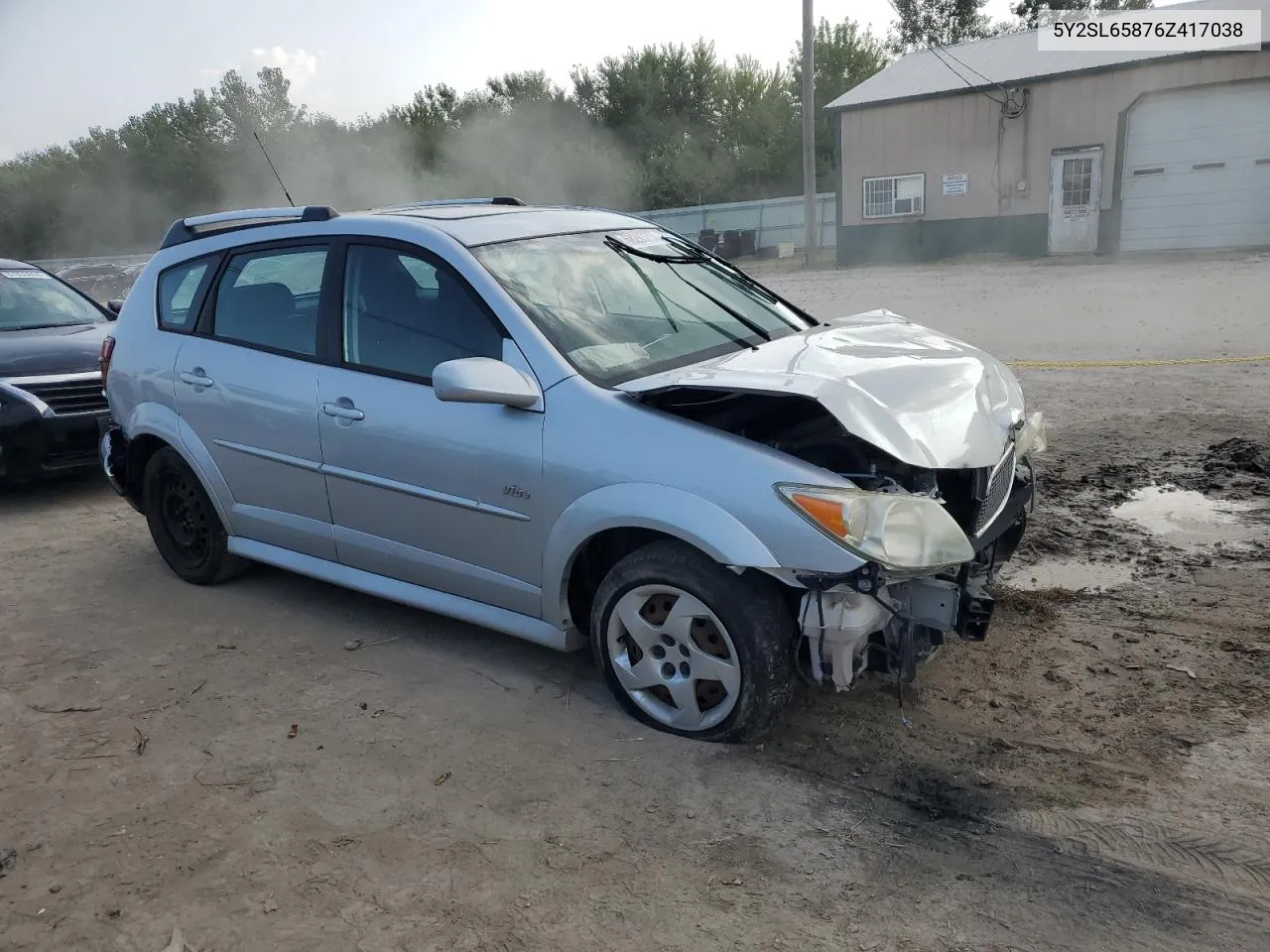 2006 Pontiac Vibe VIN: 5Y2SL65876Z417038 Lot: 68263234