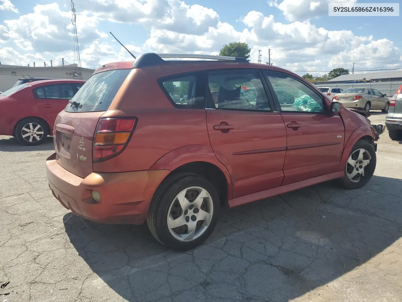 2006 Pontiac Vibe VIN: 5Y2SL65866Z416396 Lot: 72554014