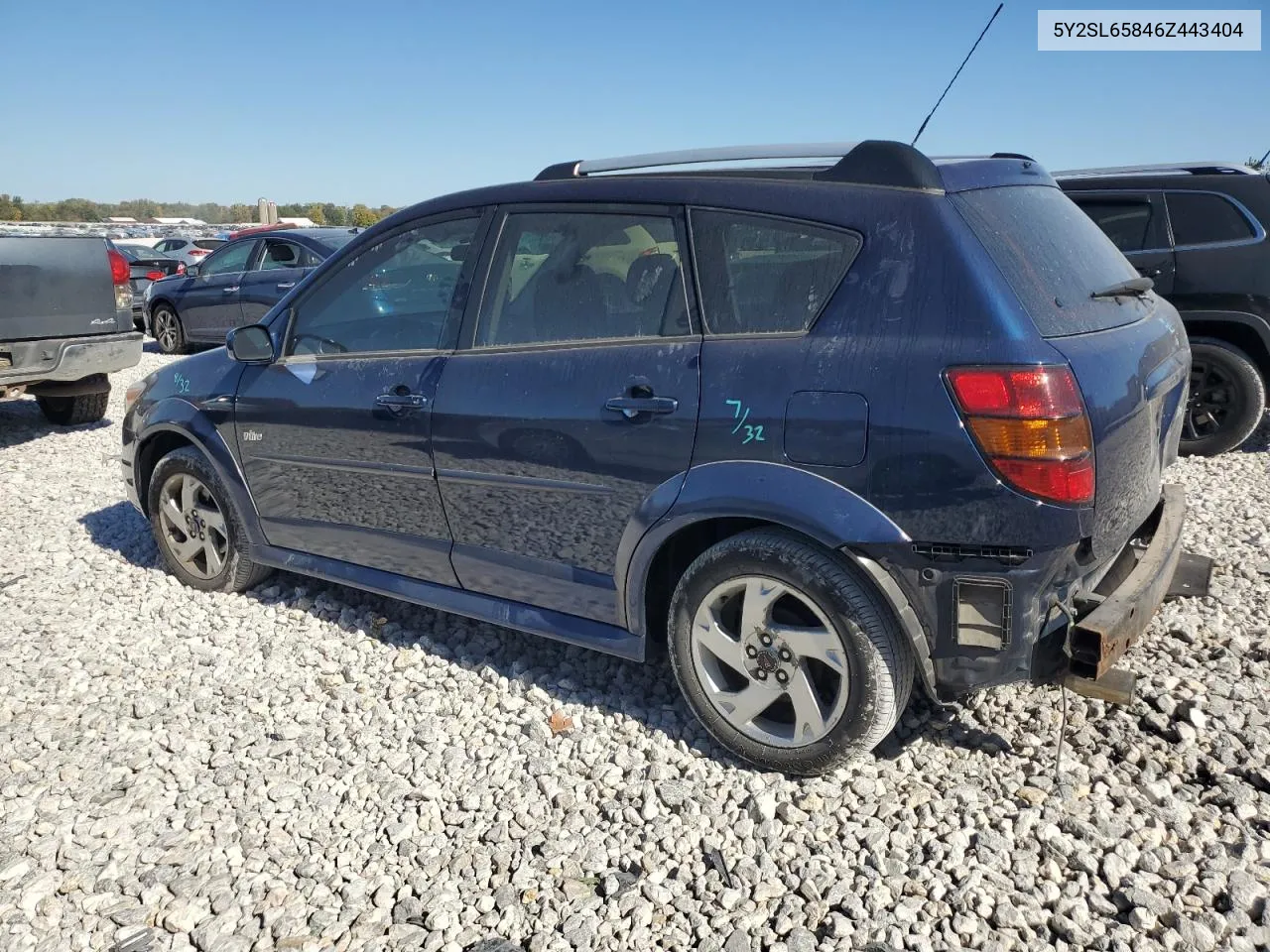 2006 Pontiac Vibe VIN: 5Y2SL65846Z443404 Lot: 75274234